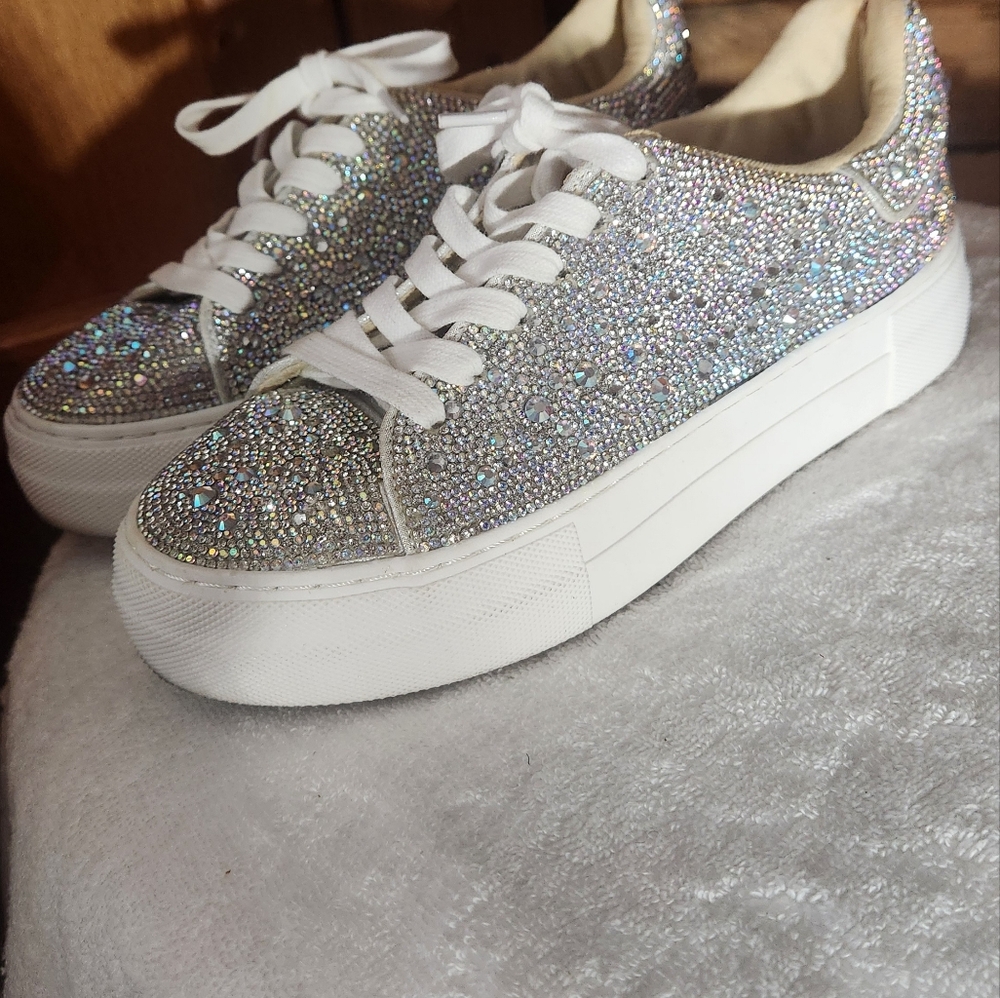 Betsy Johnson Gorgeous Rhinestone Sparkling Silver Womens Platform Whimsy Size 6 - Picture 12 of 16